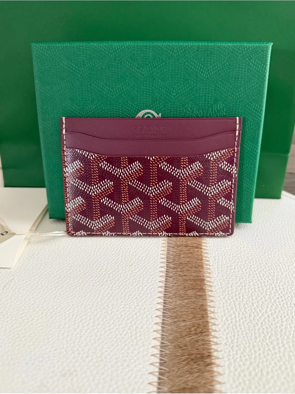 Goyard Bordeaux Patterned Card Holder in Deep Red